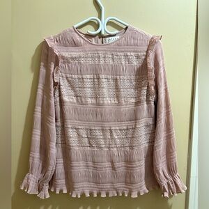 Velvet by Graham & Spencer Pink Lace Ruffle Blouse